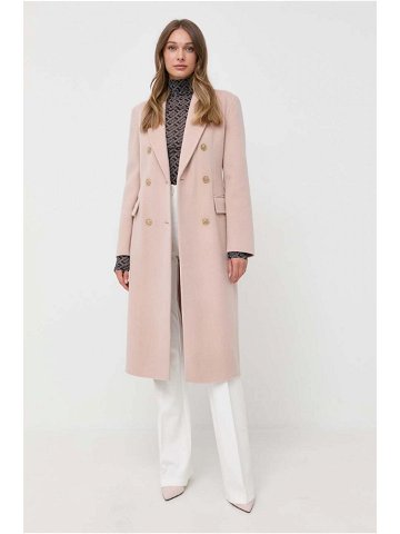 Vlněný kabát Pinko béžová barva přechodný dvouřadový