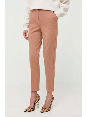 Kalhoty Pinko dámské hnědá barva jednoduché high waist