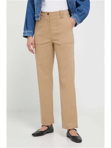 Kalhoty Weekend Max Mara dámské hnědá barva jednoduché high waist