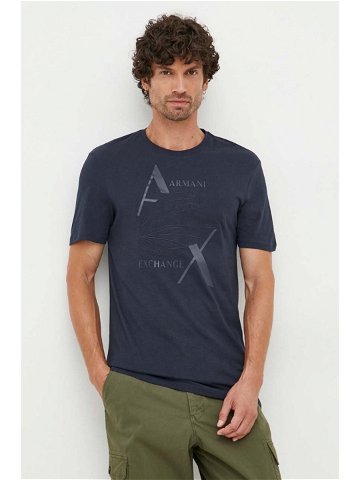 Bavlněné tričko Armani Exchange tmavomodrá barva s potiskem