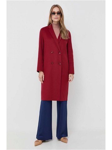 Vlněný kabát Patrizia Pepe červená barva přechodný dvouřadový
