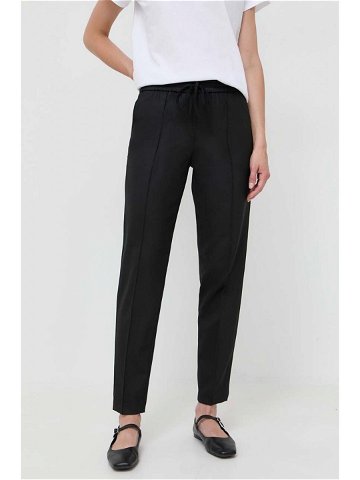 Kalhoty s příměsí vlny Twinset černá barva jednoduché high waist