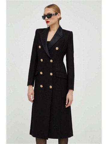 Kabát Elisabetta Franchi dámský černá barva přechodný dvouřadový