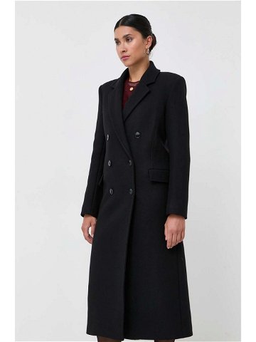 Vlněný kabát Patrizia Pepe černá barva přechodný dvouřadový