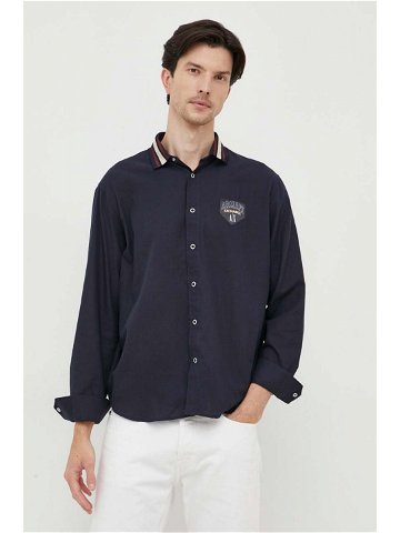 Košile Armani Exchange pánská tmavomodrá barva relaxed s klasickým límcem
