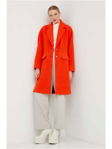 Vlněný kabát Patrizia Pepe oranžová barva přechodný