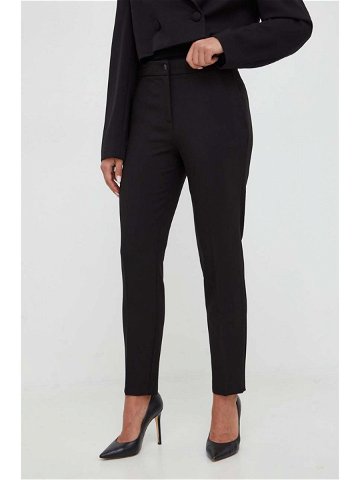 Kalhoty Twinset dámské černá barva jednoduché high waist