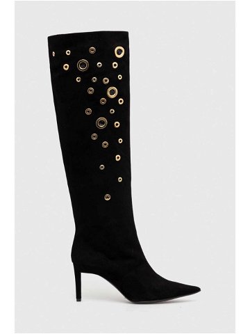 Semišové boty Pinko Lehar dámské černá barva na podpatku 102027 A18V Z99