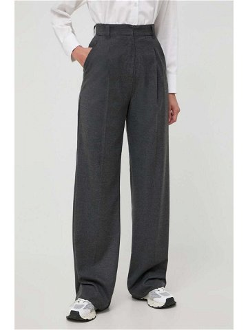 Kalhoty Marella dámské šedá barva jednoduché high waist