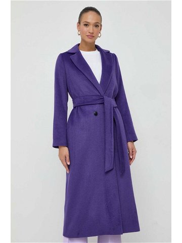 Kabát s příměsí vlny Twinset fialová barva přechodný