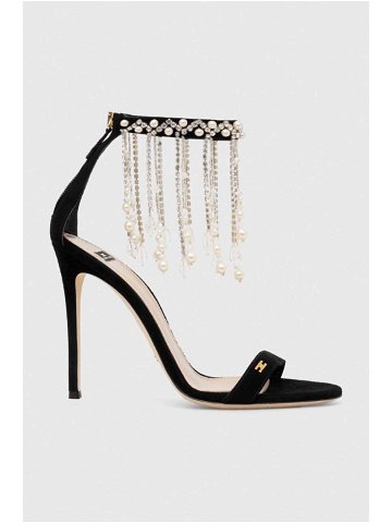 Semišové sandály Elisabetta Franchi černá barva SA04L37E2