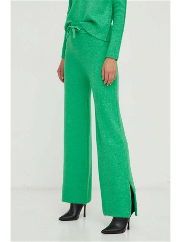 Kalhoty s příměsí vlny Patrizia Pepe zelená barva jednoduché high waist