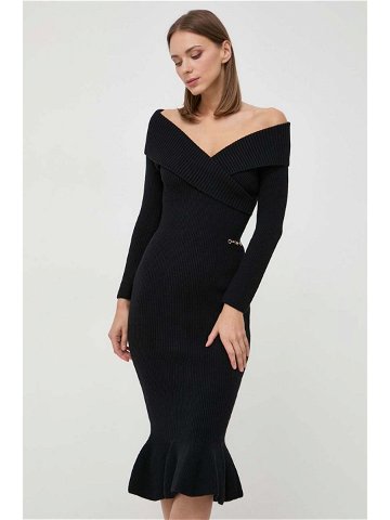 Šaty Elisabetta Franchi černá barva maxi