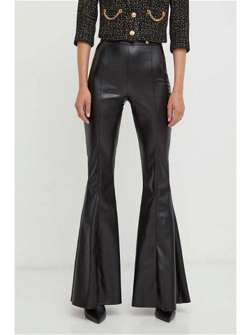 Kalhoty Elisabetta Franchi dámské černá barva zvony high waist