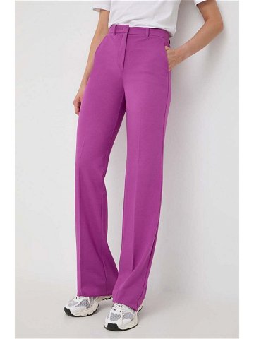 Kalhoty Marella dámské růžová barva jednoduché high waist