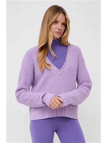 Vlněný svetr Patrizia Pepe dámský fialová barva