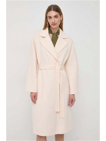 Vlněný kabát Elisabetta Franchi růžová barva přechodný