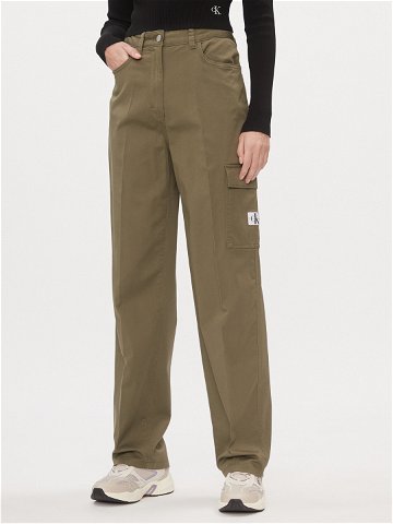 Calvin Klein Jeans Kalhoty z materiálu J20J221297 Zelená Straight Fit