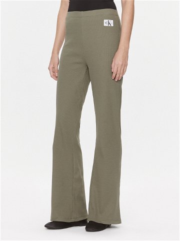 Calvin Klein Jeans Kalhoty z materiálu J20J222598 Zelená Straight Fit
