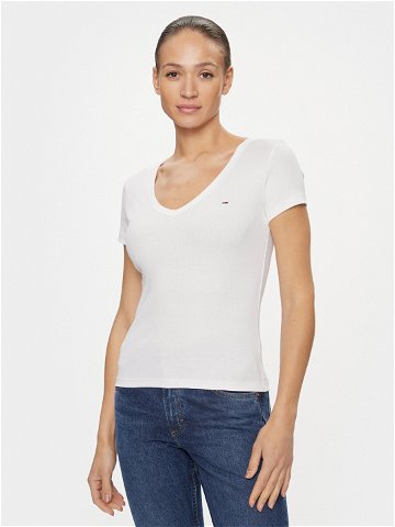 Tommy Jeans T-Shirt Essential DW0DW17385 Bílá Slim Fit