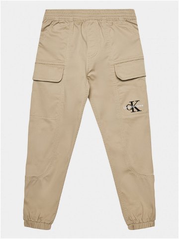 Calvin Klein Jeans Joggers kalhoty IB0IB01675 Béžová Regular Fit