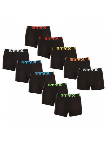 10PACK pánské boxerky Styx sportovní guma černé 10G9601 S