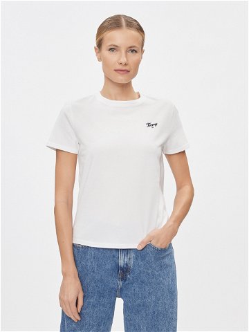 Tommy Jeans T-Shirt Script DW0DW17367 Bílá Regular Fit