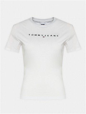 Tommy Jeans T-Shirt Linear DW0DW17361 Bílá Slim Fit
