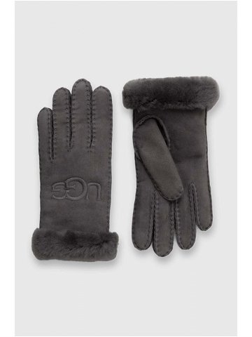 Semišové rukavice UGG dámské šedá barva