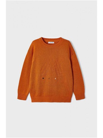 Dětský svetr s příměsí vlny Mayoral oranžová barva lehký