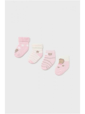 Kojenecké ponožky Mayoral Newborn 4-pack růžová barva