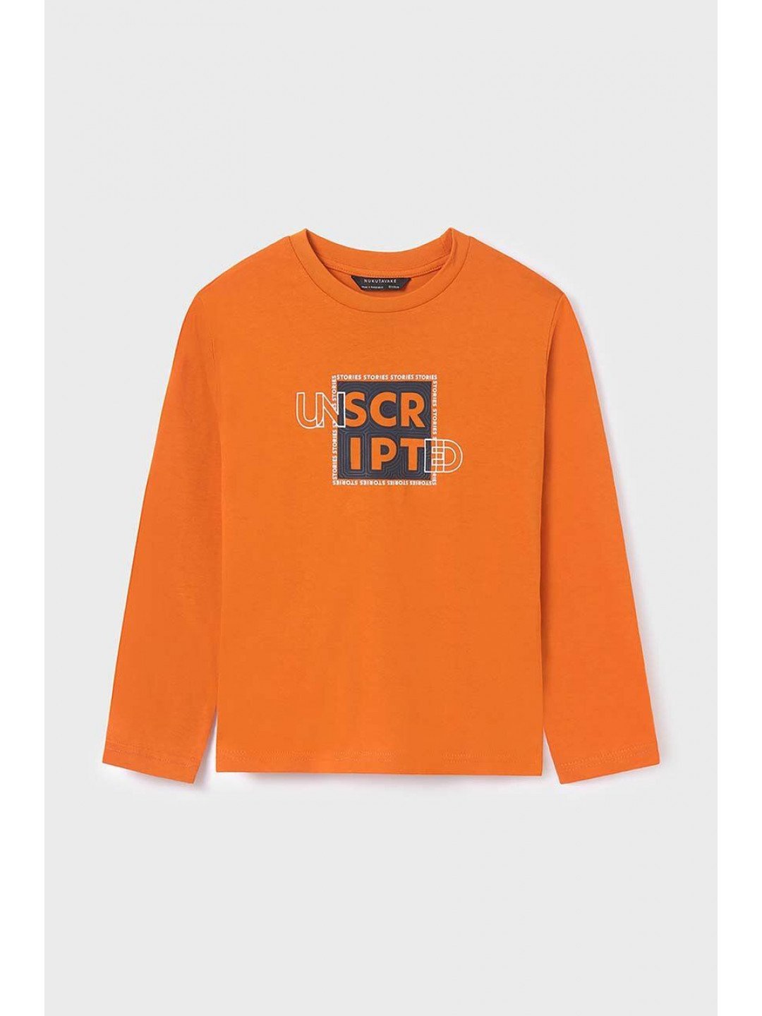 Dětské bavlněné tričko s dlouhým rukávem Mayoral oranžová barva s potiskem