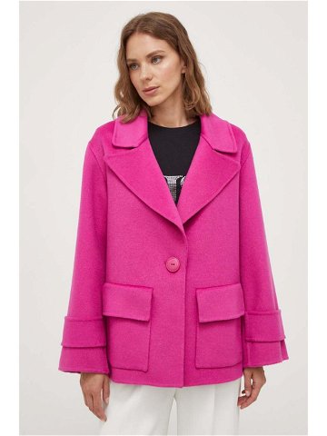 Vlněný kabát Luisa Spagnoli fialová barva přechodný