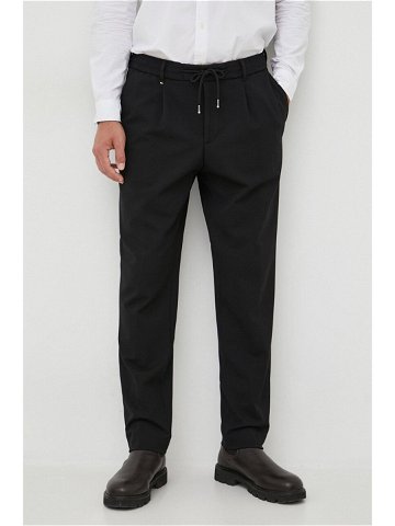 Kalhoty BOSS pánské černá barva jednoduché