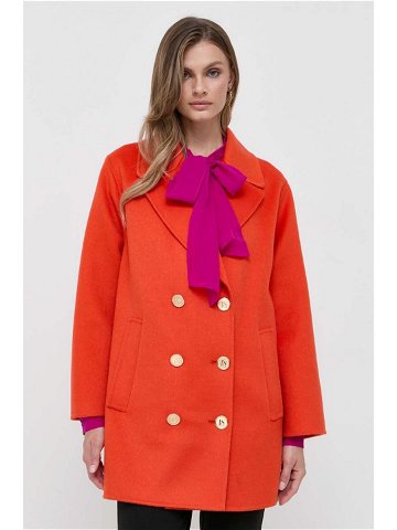 Vlněný kabát Luisa Spagnoli oranžová barva přechodný