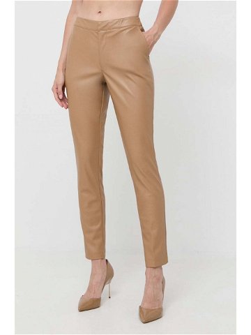 Kalhoty Twinset dámské béžová barva přiléhavé high waist