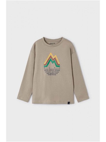 Dětské tričko s dlouhým rukávem Mayoral béžová barva s aplikací