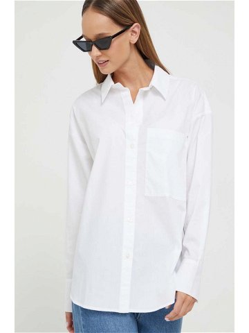 Košile Abercrombie & Fitch dámská bílá barva relaxed s klasickým límcem