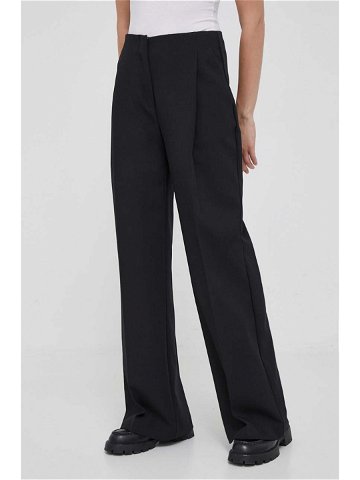 Kalhoty Medicine dámské černá barva široké high waist