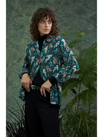Košile Medicine dámská tyrkysová barva regular s klasickým límcem