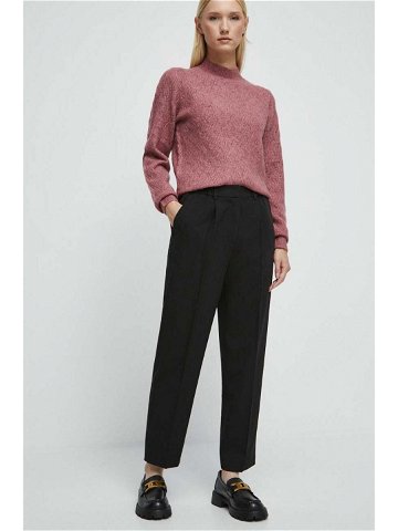 Kalhoty Medicine dámské černá barva střih chinos high waist