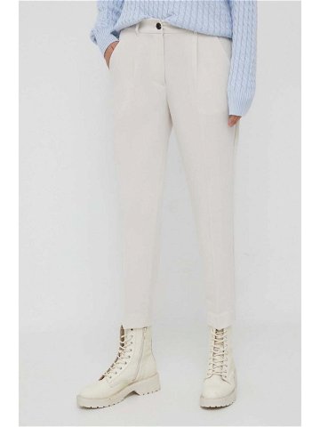 Kalhoty Sisley dámské béžová barva fason cargo high waist
