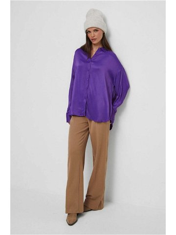 Košile Medicine dámská fialová barva relaxed s klasickým límcem