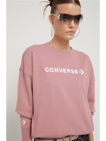 Mikina Converse dámská růžová barva s potiskem