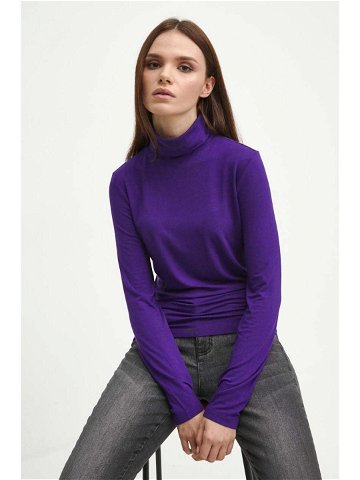 Tričko s dlouhým rukávem Medicine fialová barva s golfem