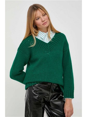 Vlněný svetr Luisa Spagnoli dámský zelená barva hřejivý
