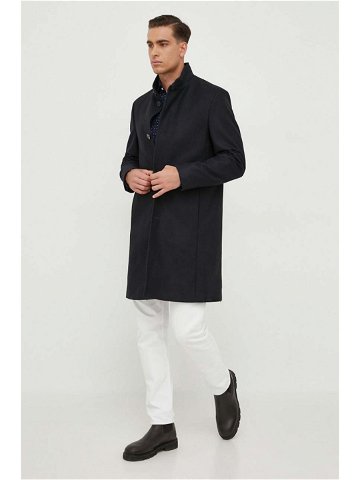 Vlněný kabát Calvin Klein tmavomodrá barva přechodný