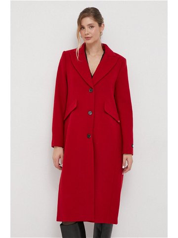 Vlněný kabát Dkny červená barva přechodný