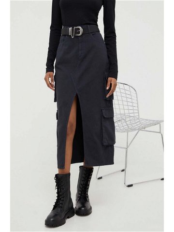 Džínová sukně Answear Lab černá barva midi