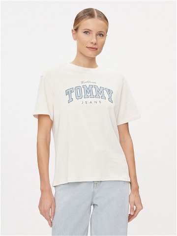Tommy Jeans T-Shirt Varsity Lux DW0DW17375 Bílá Relaxed Fit